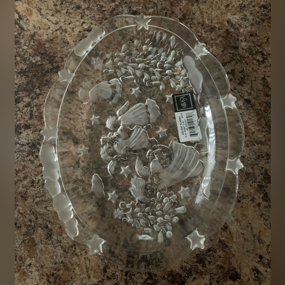 NWT Mikasa Holiday Classics Frosted Angels XMas Tree 9" Oval Sweet Dish Germany - Picture 4 of 7